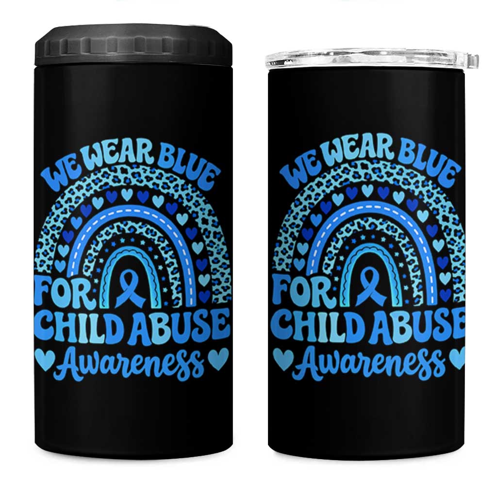We Wear Blue Child Abuse Prevention 4 in 1 Can Cooler Tumbler