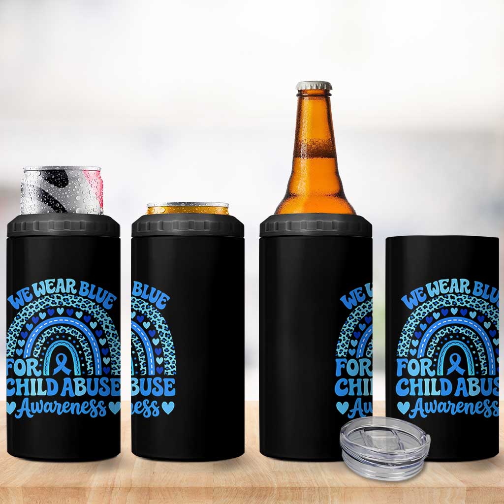 We Wear Blue Child Abuse Prevention 4 in 1 Can Cooler Tumbler