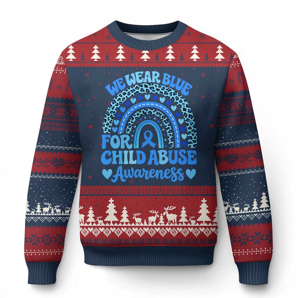 We Wear Blue Child Abuse Prevention Ugly Christmas Sweater
