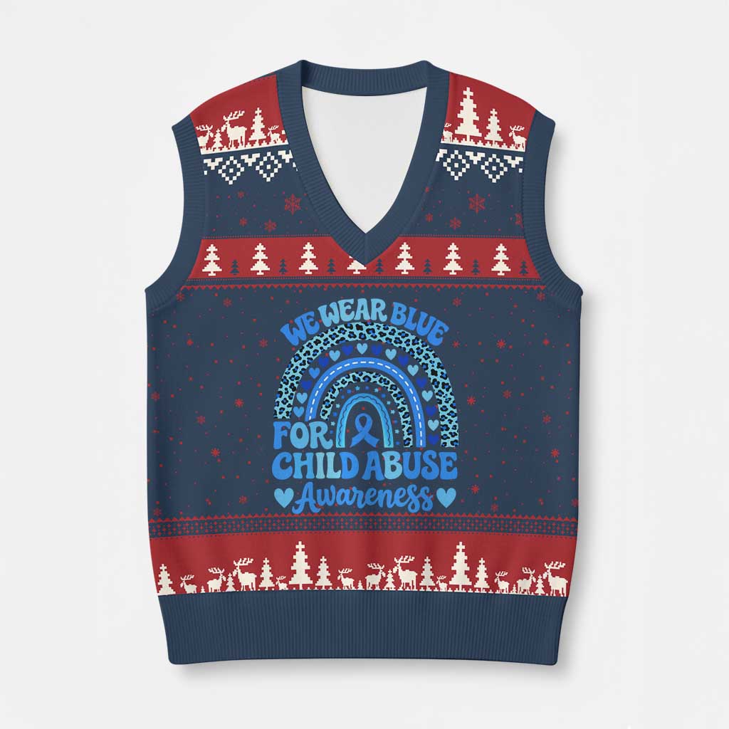 We Wear Blue Child Abuse Prevention V-Neck Knit Sweater Vest