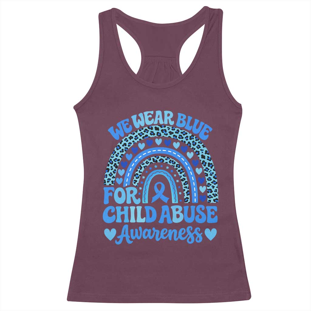 We Wear Blue Child Abuse Prevention Racerback Tank Top