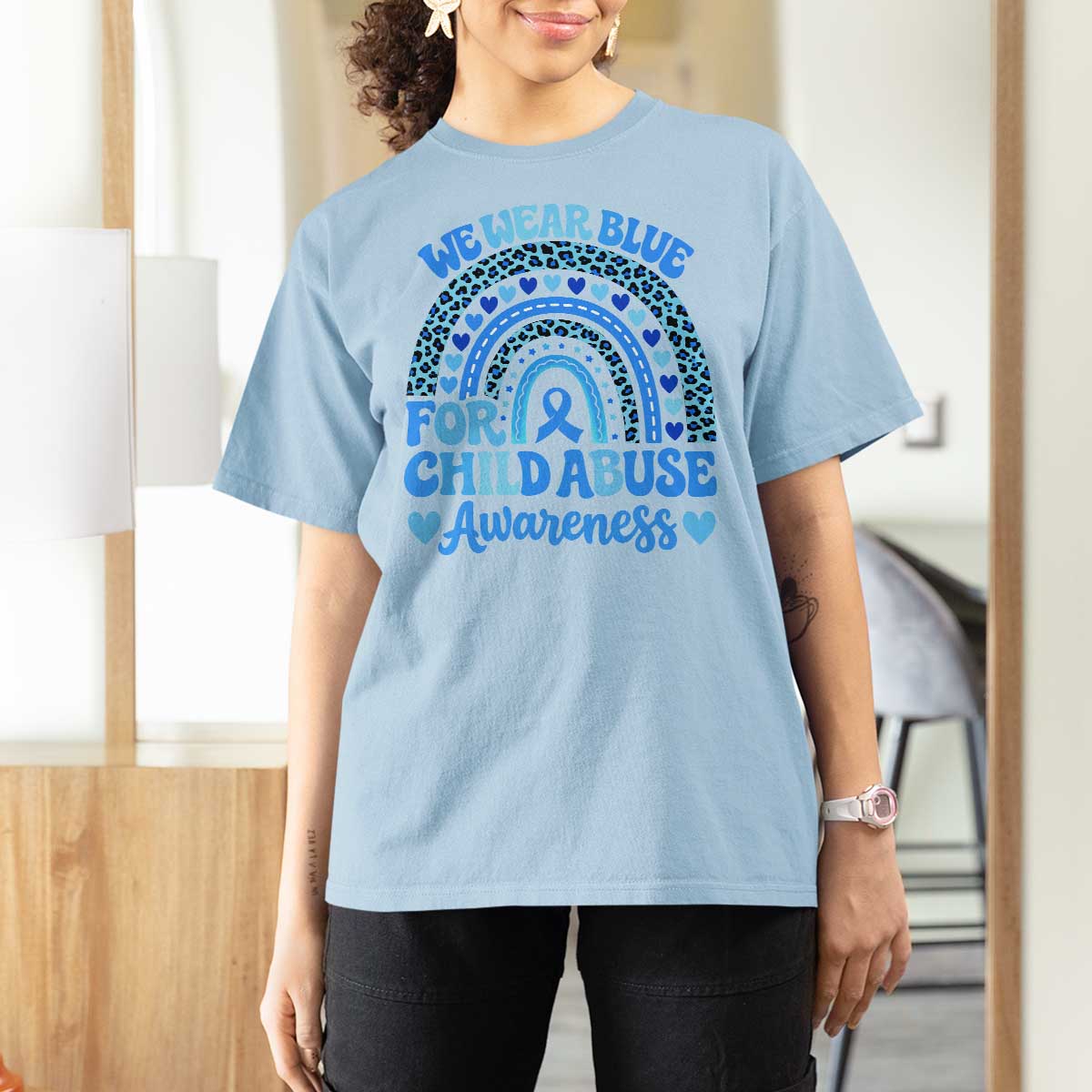 We Wear Blue Child Abuse Prevention T Shirt For Women