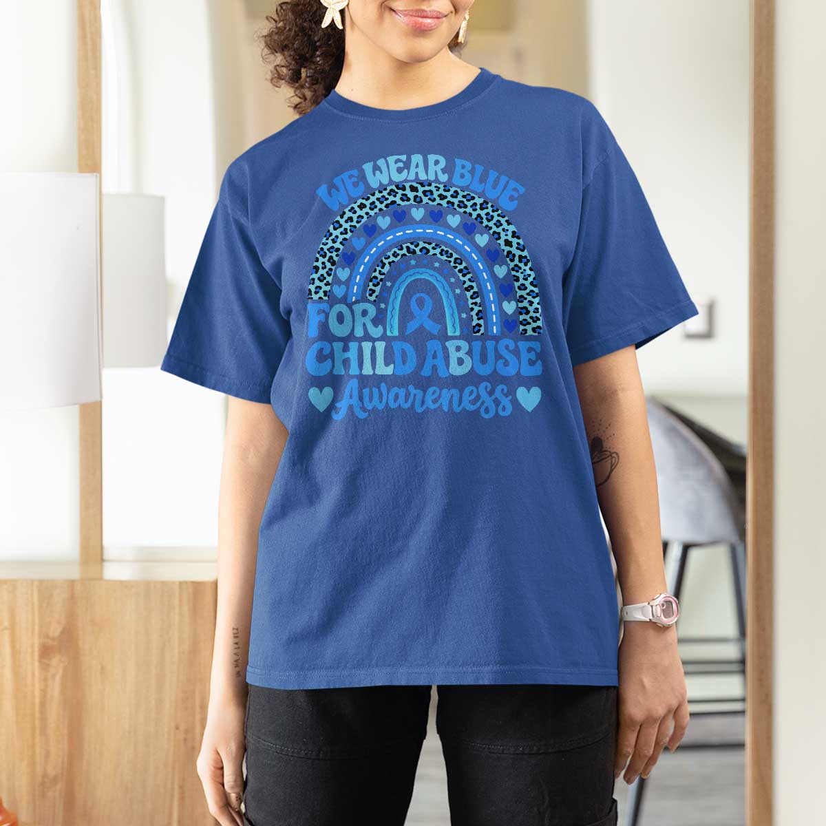 We Wear Blue Child Abuse Prevention T Shirt For Women