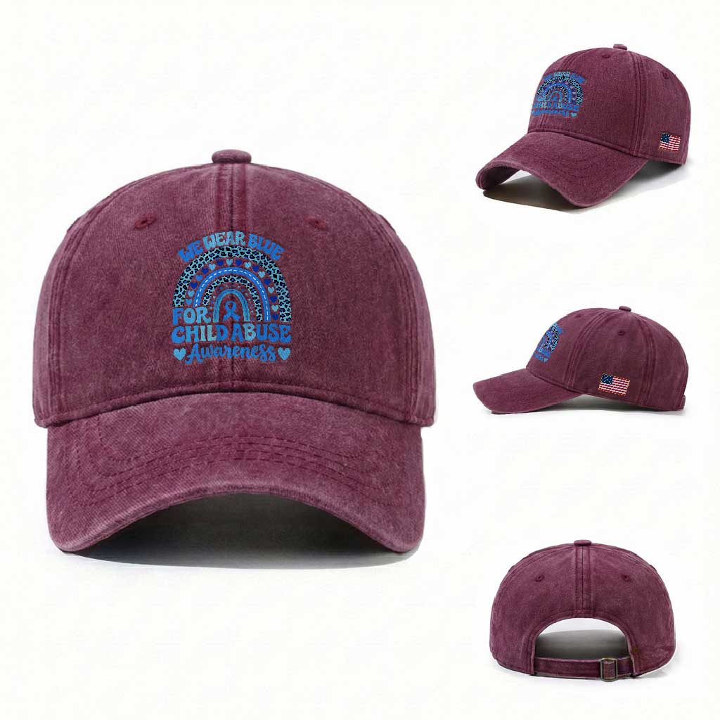 We Wear Blue Child Abuse Prevention Washed Cotton Baseball Cap