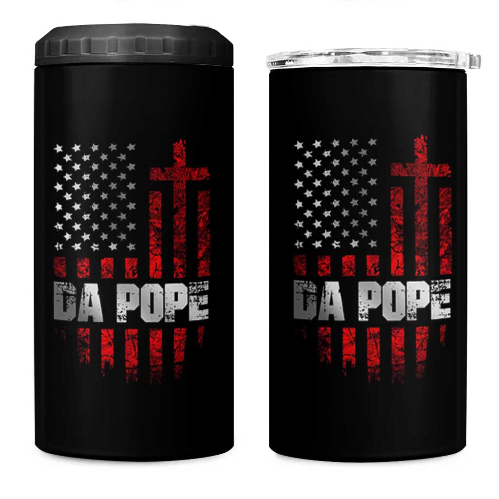 Da Pope Leo XIV 4 in 1 Can Cooler Tumbler From America Chicago America US Flag
