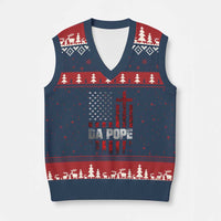 Da Pope Leo XIV V-Neck Knit Sweater Vest From America Chicago America US Flag - Wonder Print Shop