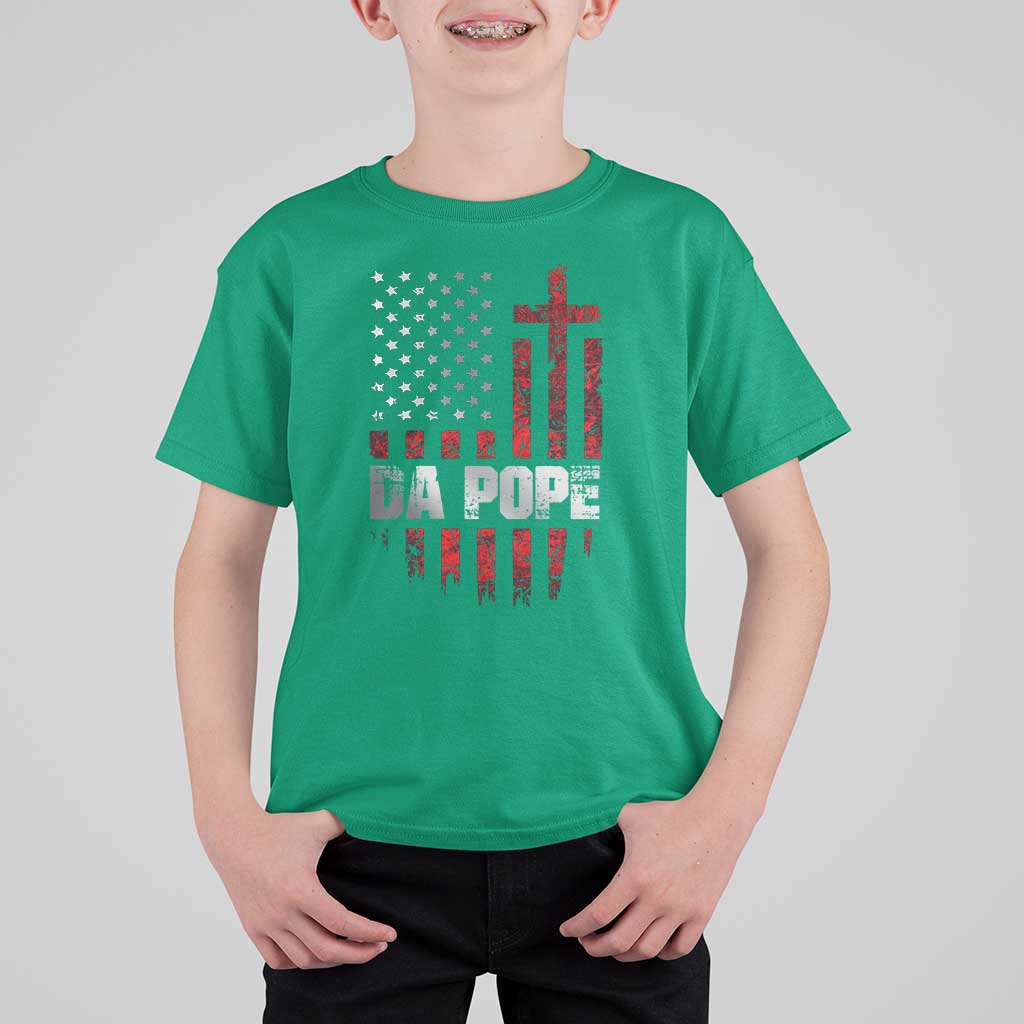 Da Pope Leo XIV T Shirt For Kid From America Chicago America US Flag