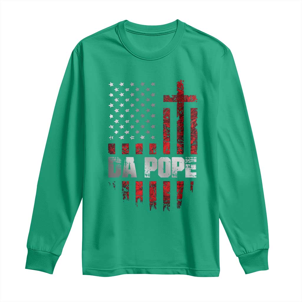 Da Pope Leo XIV Long Sleeve Shirt From America Chicago America US Flag