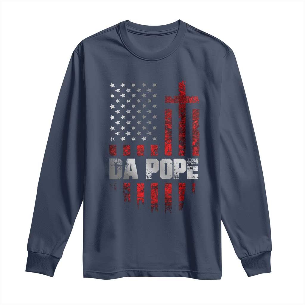 Da Pope Leo XIV Long Sleeve Shirt From America Chicago America US Flag