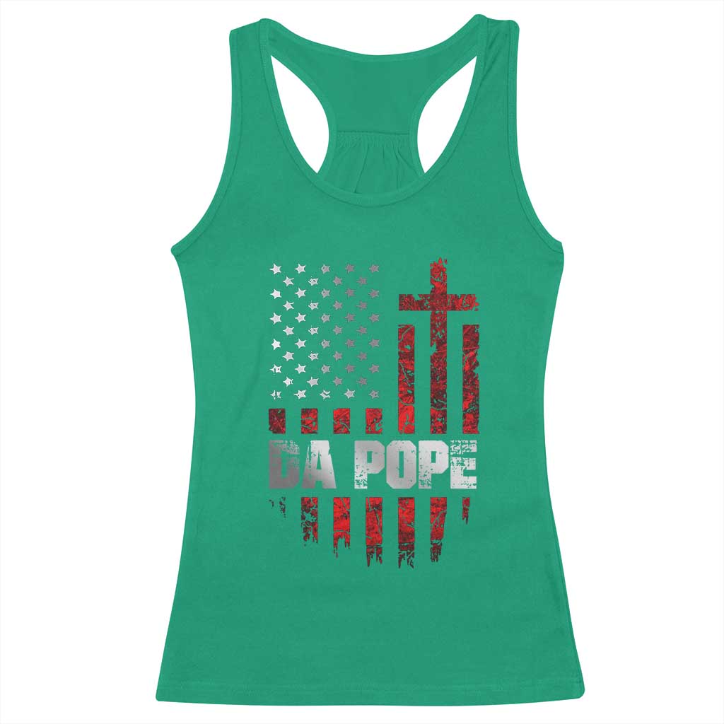 Da Pope Leo XIV Racerback Tank Top From America Chicago America US Flag
