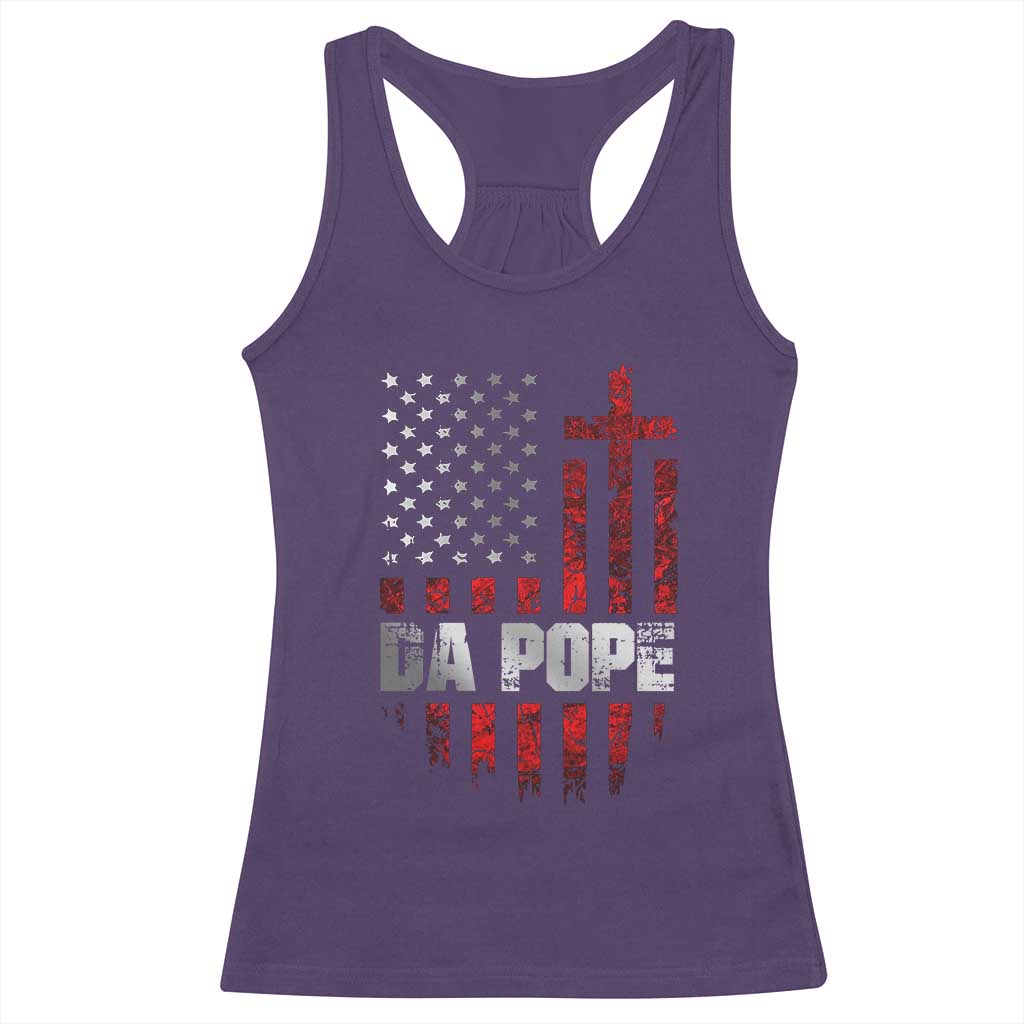 Da Pope Leo XIV Racerback Tank Top From America Chicago America US Flag