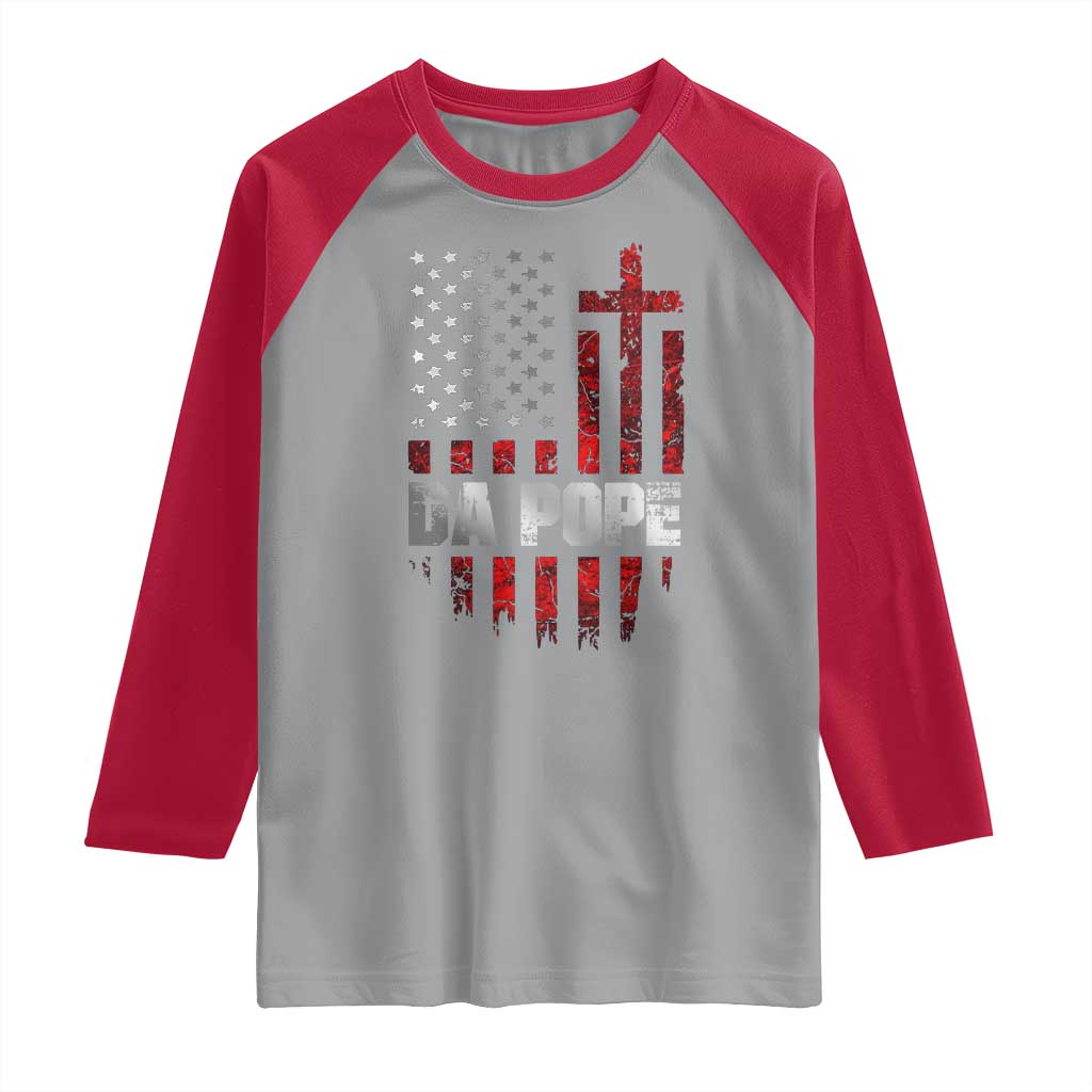Da Pope Leo XIV Raglan Shirt From America Chicago America US Flag