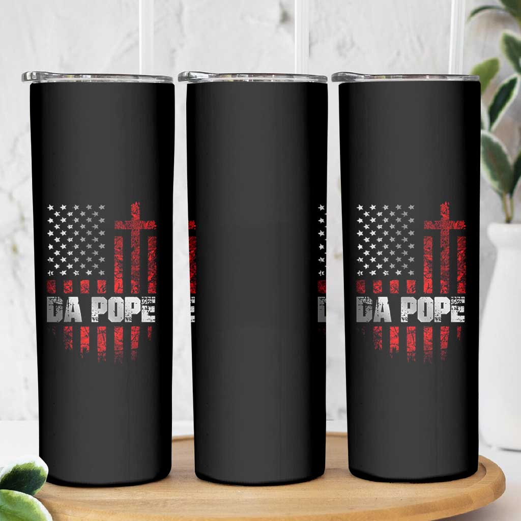 Da Pope Leo XIV Skinny Tumbler From America Chicago America US Flag