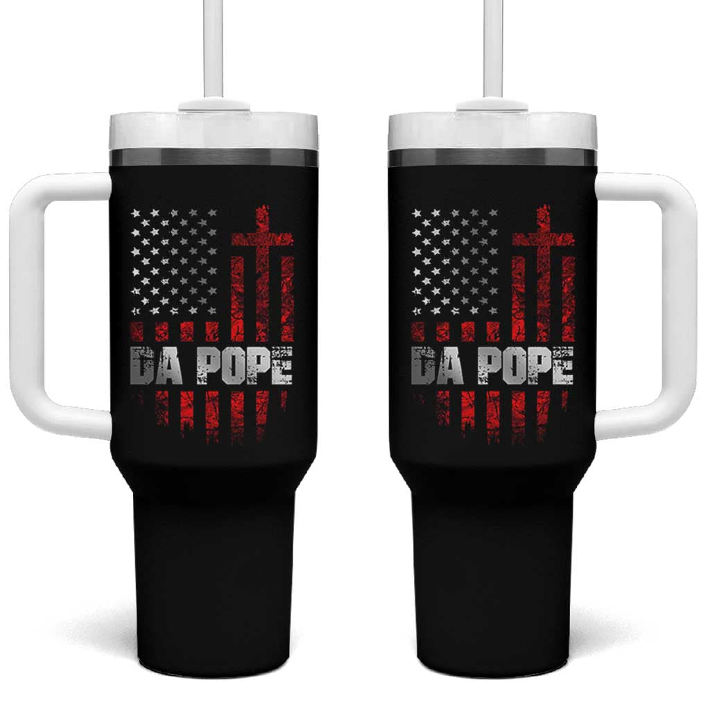 Da Pope Leo XIV Tumbler With Handle From America Chicago America US Flag