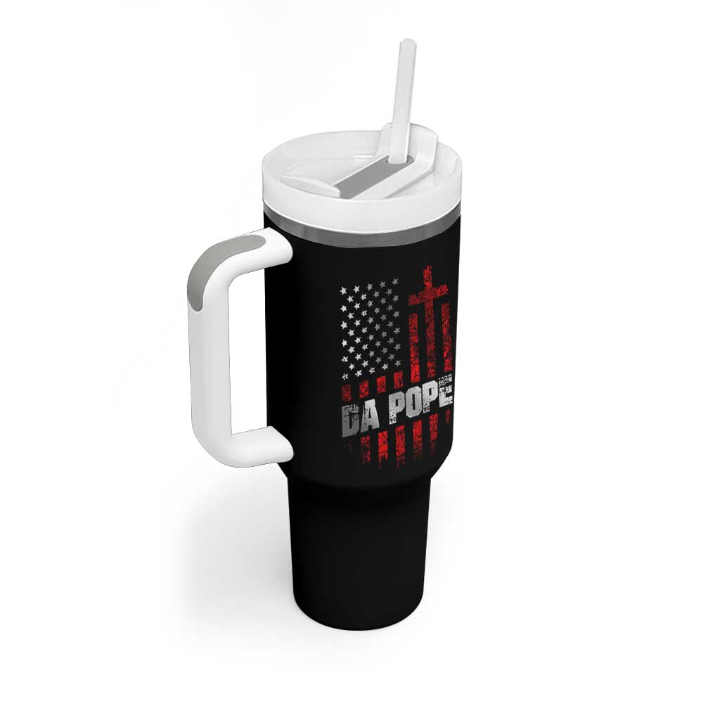 Da Pope Leo XIV Tumbler With Handle From America Chicago America US Flag