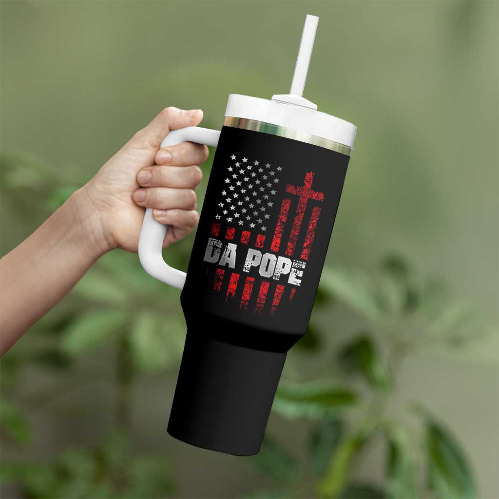 Da Pope Leo XIV Tumbler With Handle From America Chicago America US Flag