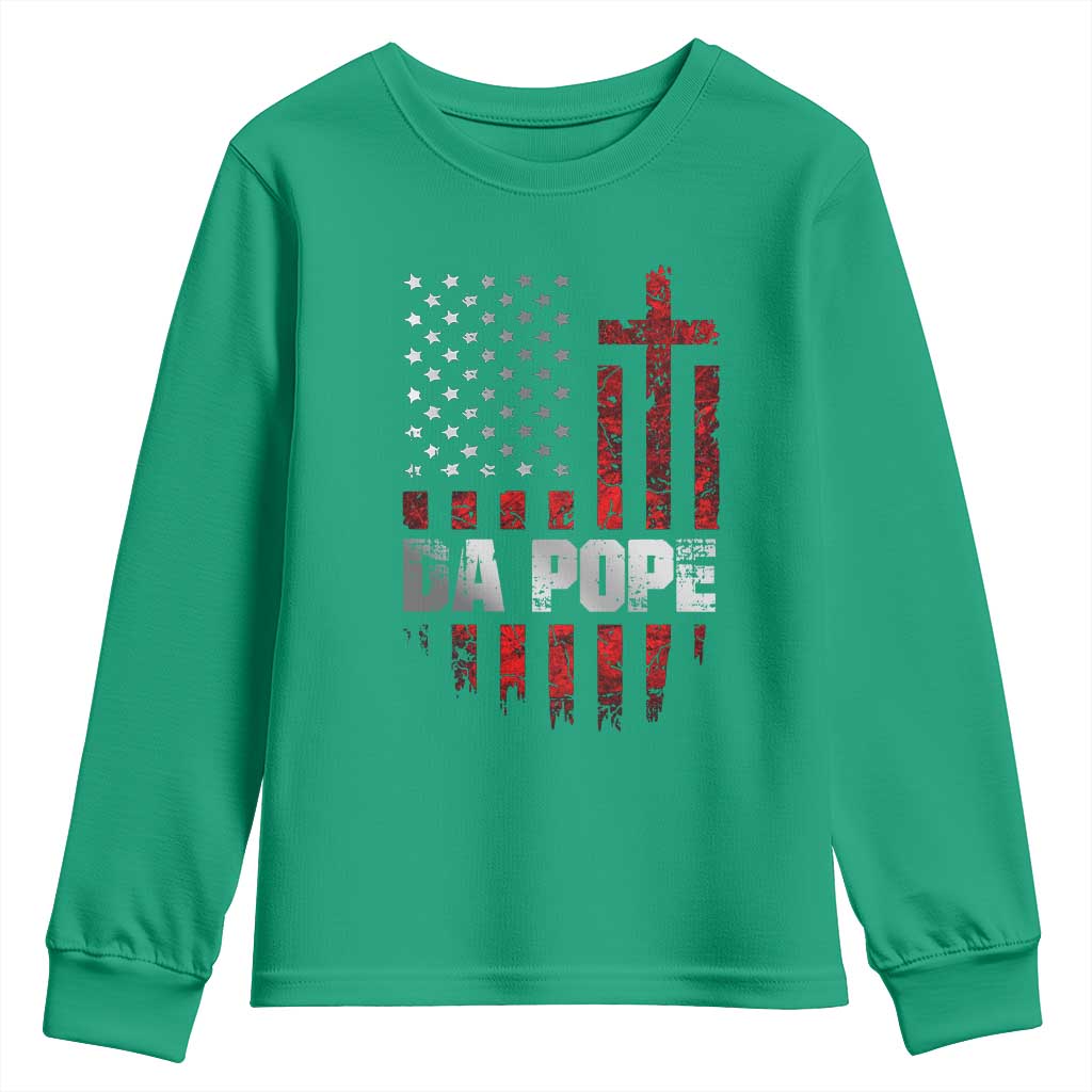 Da Pope Leo XIV Youth Sweatshirt From America Chicago America US Flag