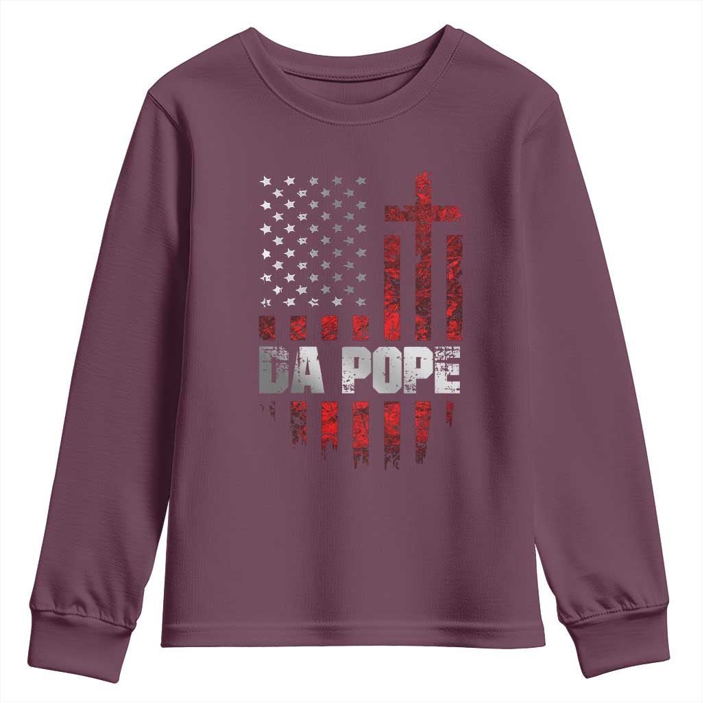Da Pope Leo XIV Youth Sweatshirt From America Chicago America US Flag