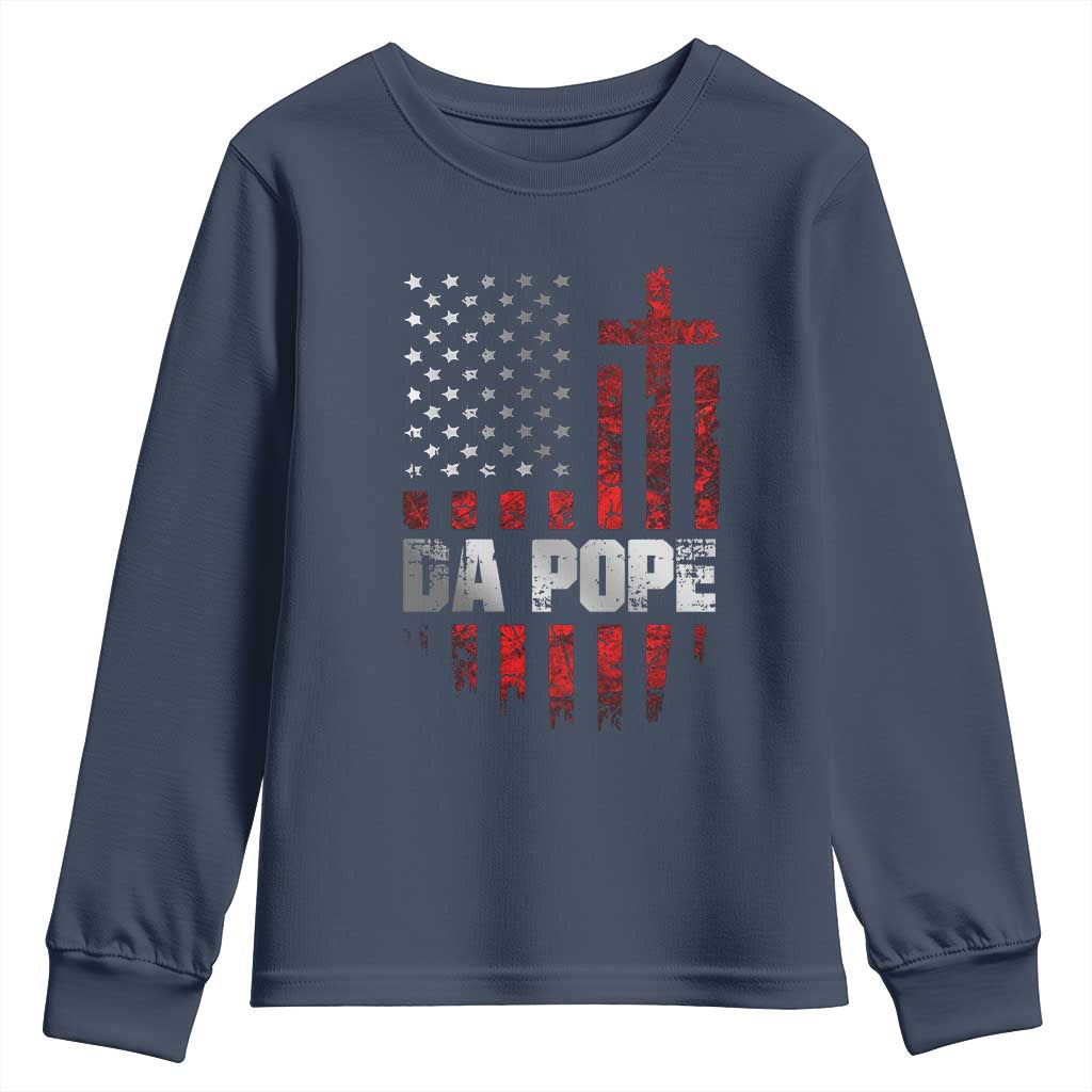 Da Pope Leo XIV Youth Sweatshirt From America Chicago America US Flag