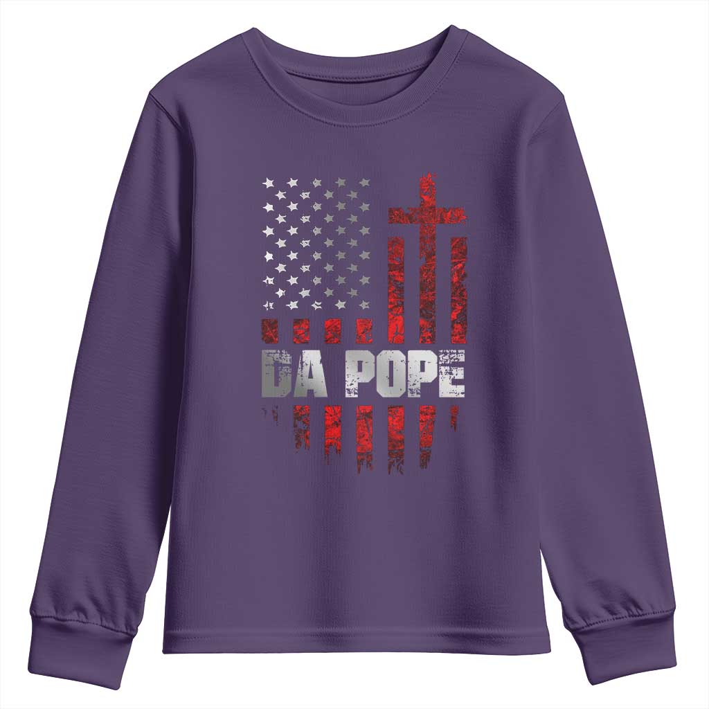 Da Pope Leo XIV Youth Sweatshirt From America Chicago America US Flag