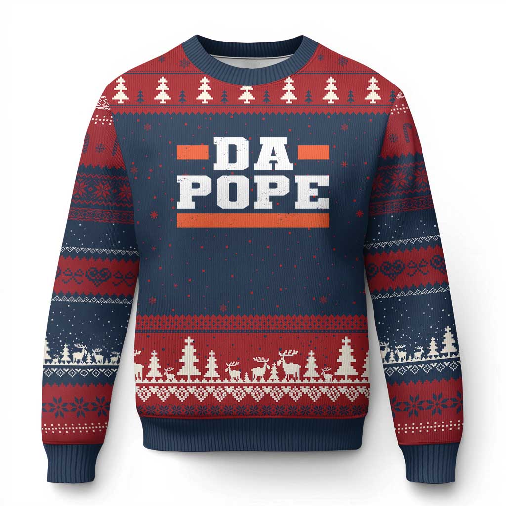 Da Pope Leo XIV Ugly Christmas Sweater From America Chicago - Wonder Print Shop