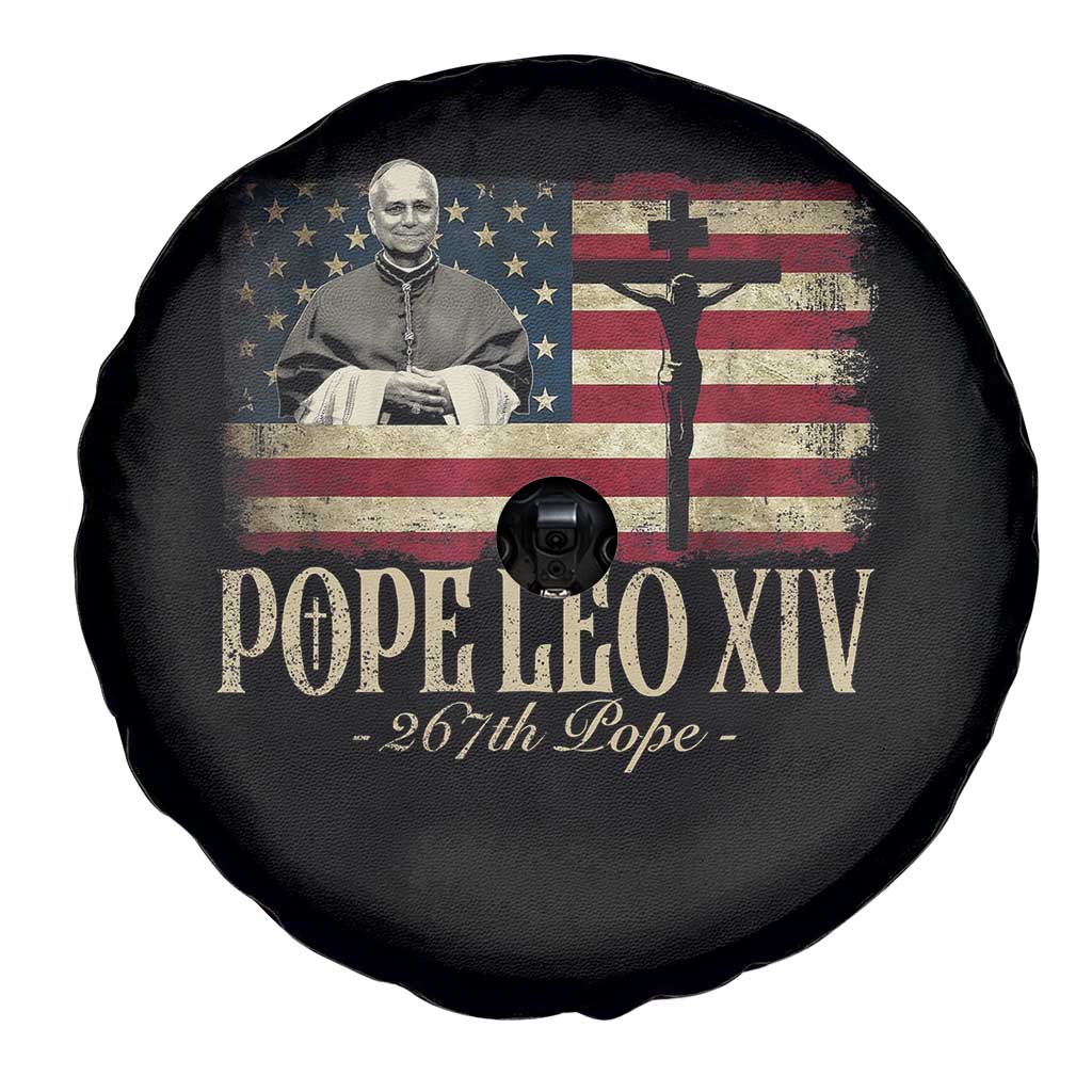 Da Pope Leo XIV Spare Tire Cover From America Chicago USA Flag Cross