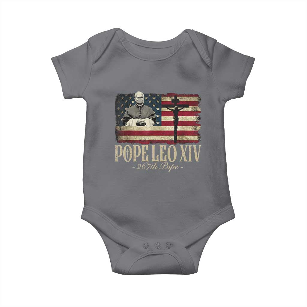 Da Pope Leo XIV Baby Onesie From America Chicago USA Flag Cross