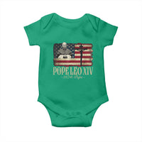 Da Pope Leo XIV Baby Onesie From America Chicago USA Flag Cross