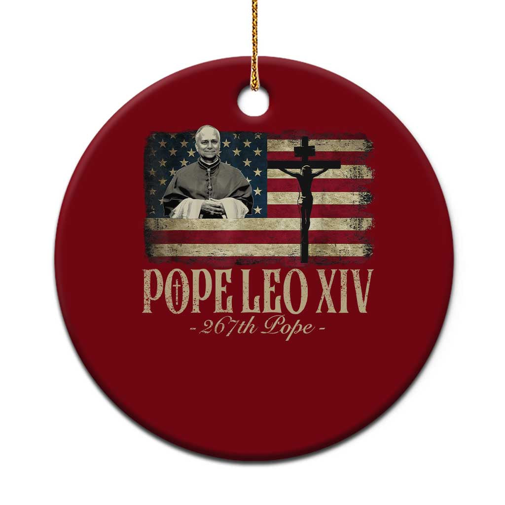 Da Pope Leo XIV Ceramic Ornament From America Chicago USA Flag Cross - Wonder Print Shop