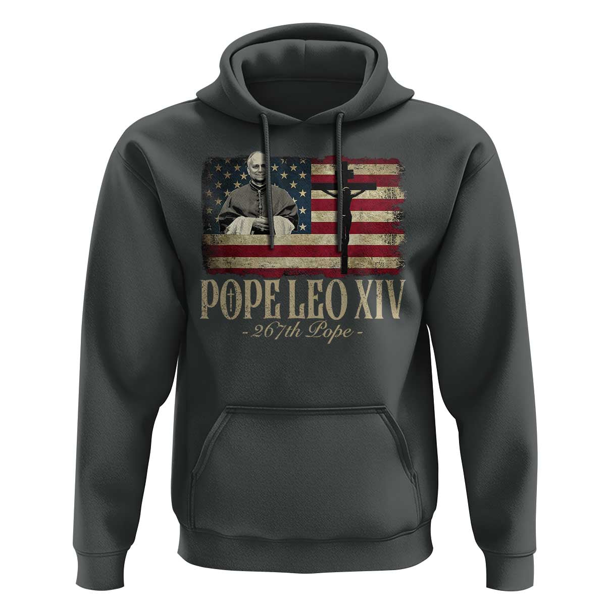 Da Pope Leo XIV Hoodie From America Chicago USA Flag Cross