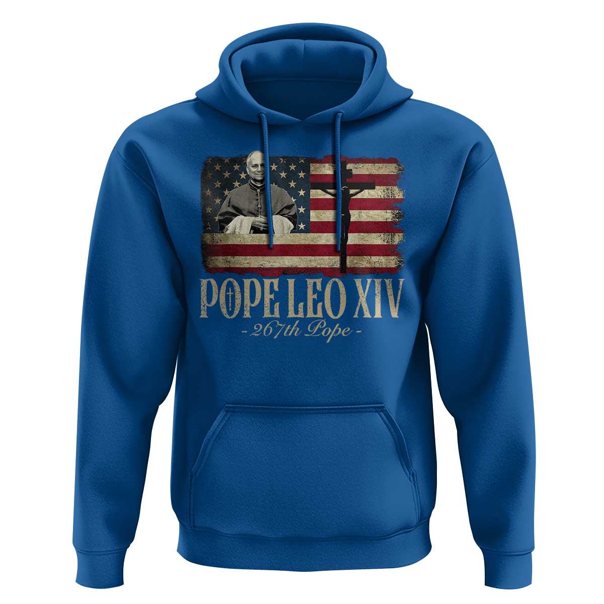 Da Pope Leo XIV Hoodie From America Chicago USA Flag Cross