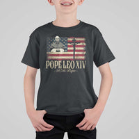Da Pope Leo XIV T Shirt For Kid From America Chicago USA Flag Cross