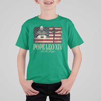 Da Pope Leo XIV T Shirt For Kid From America Chicago USA Flag Cross