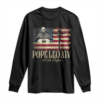 Da Pope Leo XIV Long Sleeve Shirt From America Chicago USA Flag Cross