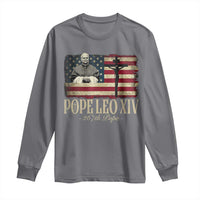 Da Pope Leo XIV Long Sleeve Shirt From America Chicago USA Flag Cross