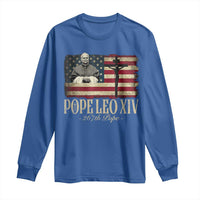 Da Pope Leo XIV Long Sleeve Shirt From America Chicago USA Flag Cross