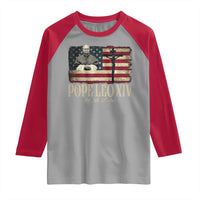 Da Pope Leo XIV Raglan Shirt From America Chicago USA Flag Cross