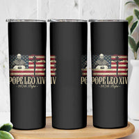 Da Pope Leo XIV Skinny Tumbler From America Chicago USA Flag Cross