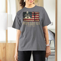 Da Pope Leo XIV T Shirt For Women From America Chicago USA Flag Cross