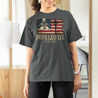 Da Pope Leo XIV T Shirt For Women From America Chicago USA Flag Cross