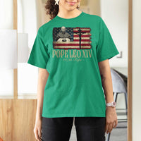 Da Pope Leo XIV T Shirt For Women From America Chicago USA Flag Cross