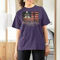Da Pope Leo XIV T Shirt For Women From America Chicago USA Flag Cross