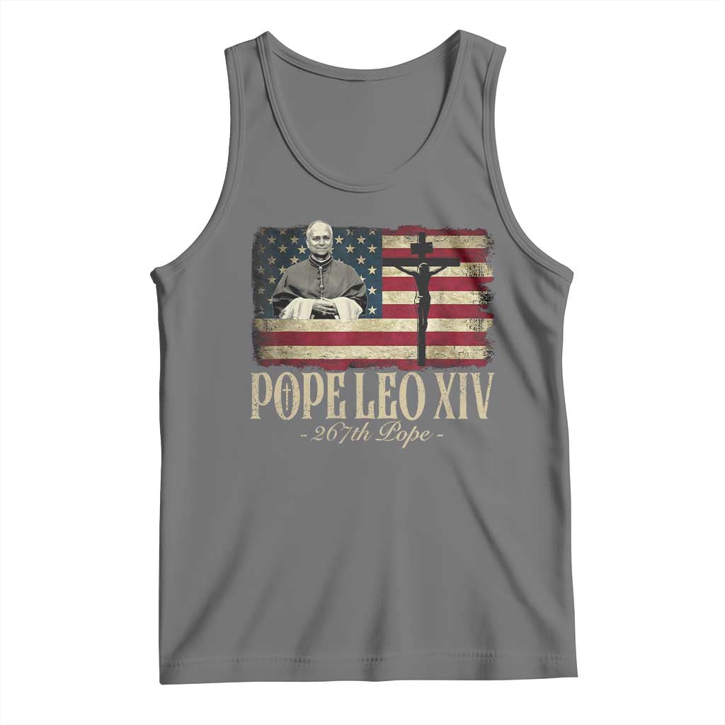 Da Pope Leo XIV Tank Top From America Chicago USA Flag Cross