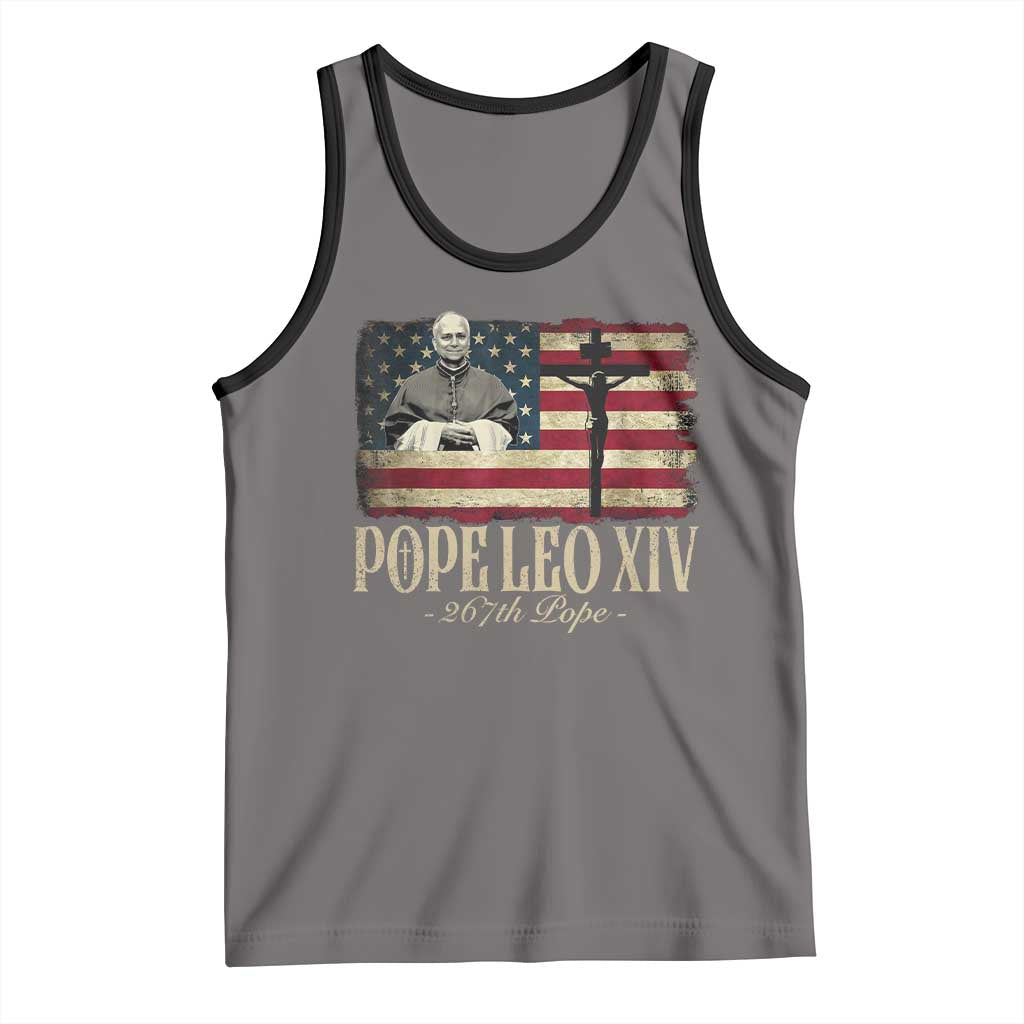 Da Pope Leo XIV Tank Top From America Chicago USA Flag Cross
