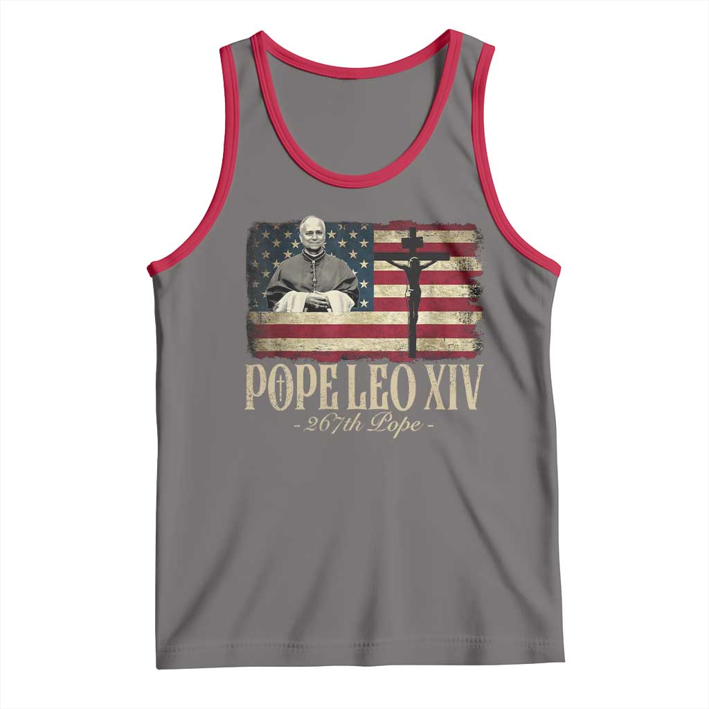 Da Pope Leo XIV Tank Top From America Chicago USA Flag Cross