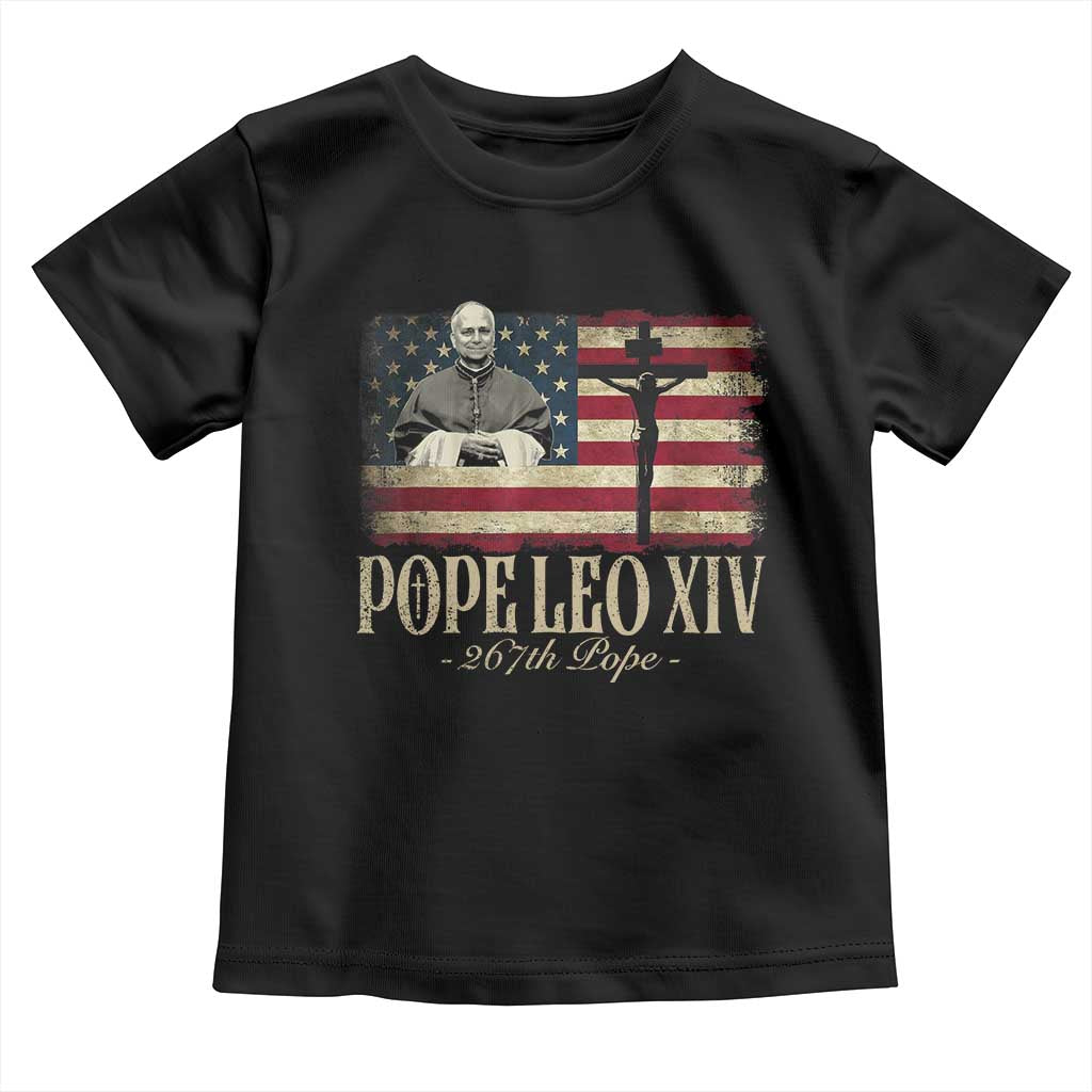 Da Pope Leo XIV Toddler T Shirt From America Chicago USA Flag Cross