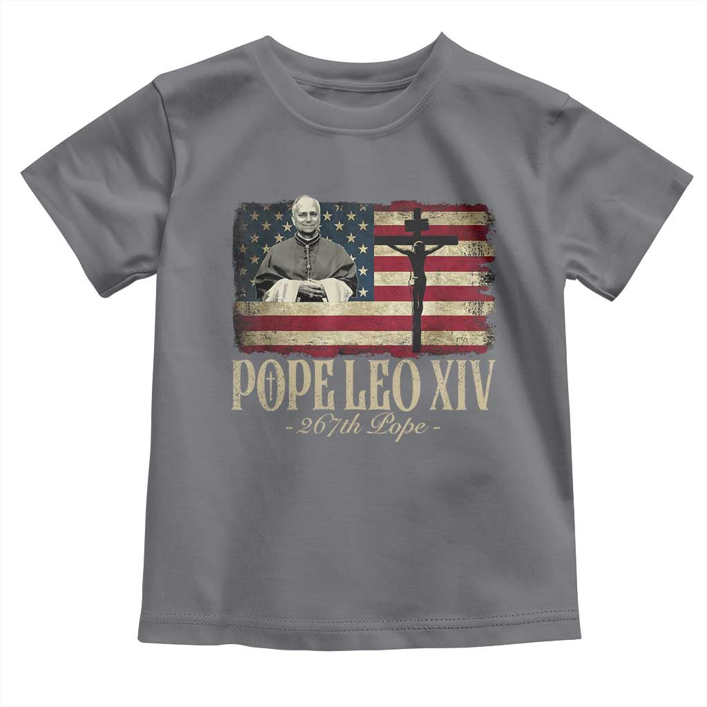Da Pope Leo XIV Toddler T Shirt From America Chicago USA Flag Cross