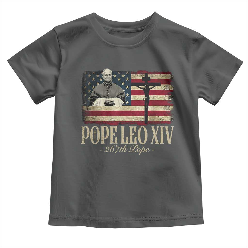 Da Pope Leo XIV Toddler T Shirt From America Chicago USA Flag Cross