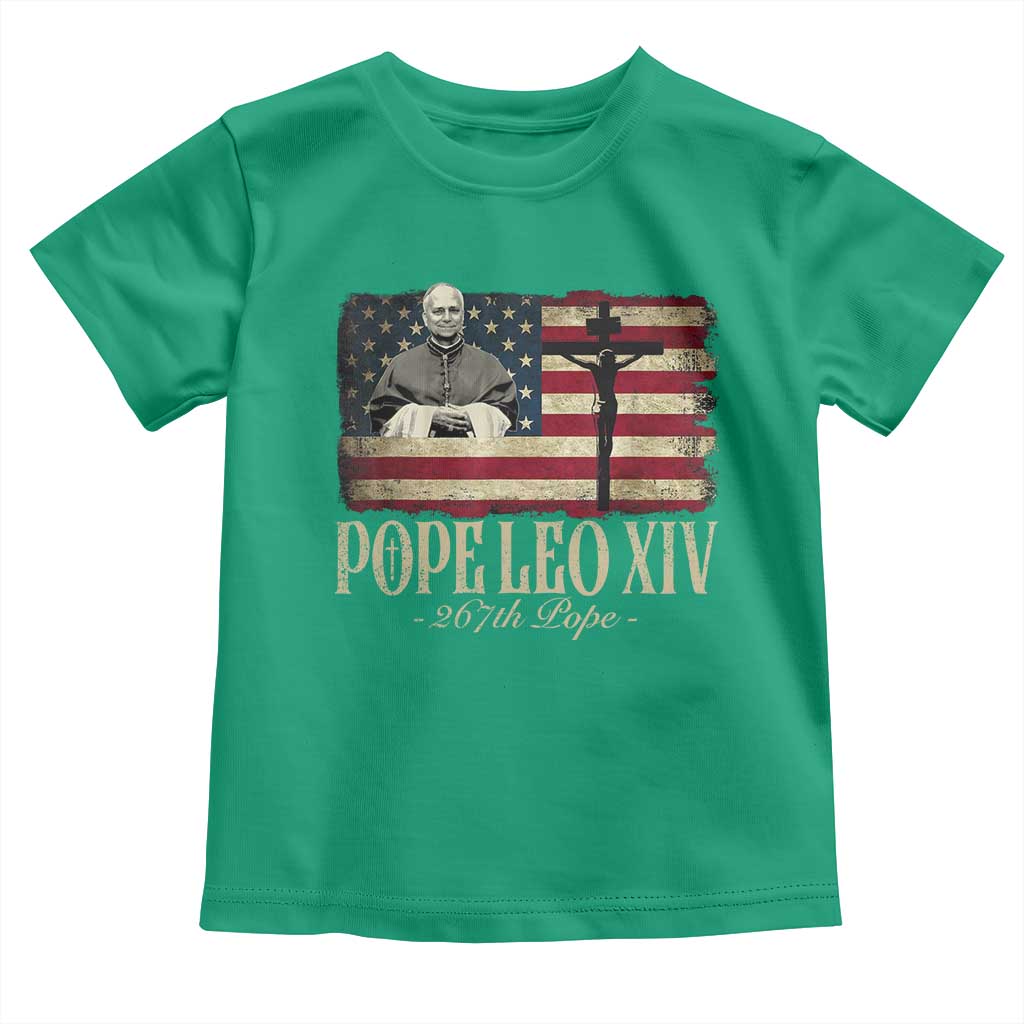 Da Pope Leo XIV Toddler T Shirt From America Chicago USA Flag Cross