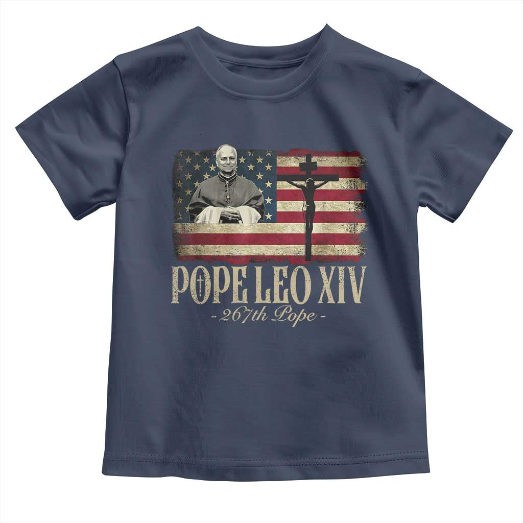 Da Pope Leo XIV Toddler T Shirt From America Chicago USA Flag Cross